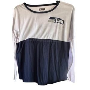 SEATTLE SEAHAWKS NFL Official Apparel White Blue spell out long sleeve sz L